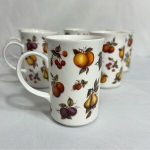 Vintage St George Fine Bone China Fruit Mugs Set of 6 Made in England